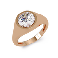 Round Cut Diamond Bezel Set Signet Ring