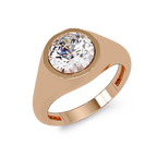 Round Cut Diamond Bezel Set Signet Ring