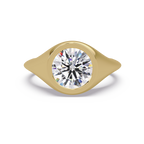 Round Cut Diamond Bezel Set Signet Ring
