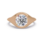 Round Cut Diamond Bezel Set Signet Ring