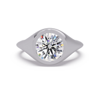 Round Cut Diamond Bezel Set Signet Ring