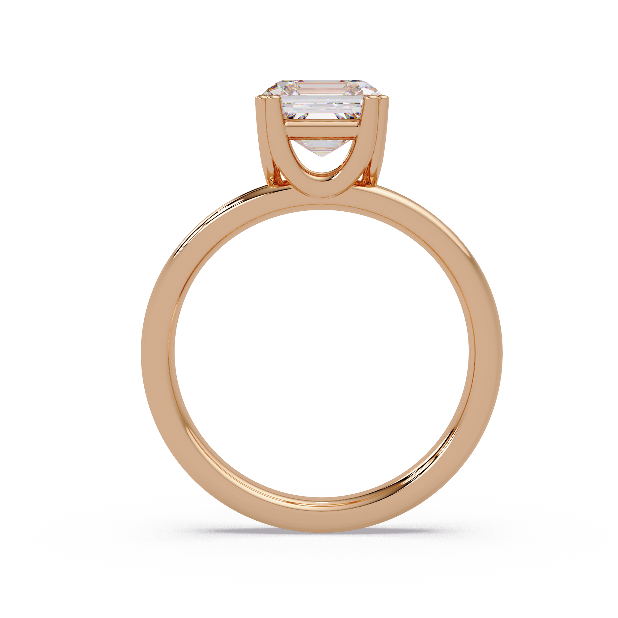 Asscher Cut Diamond Split Shank Solitaire Engagement Ring