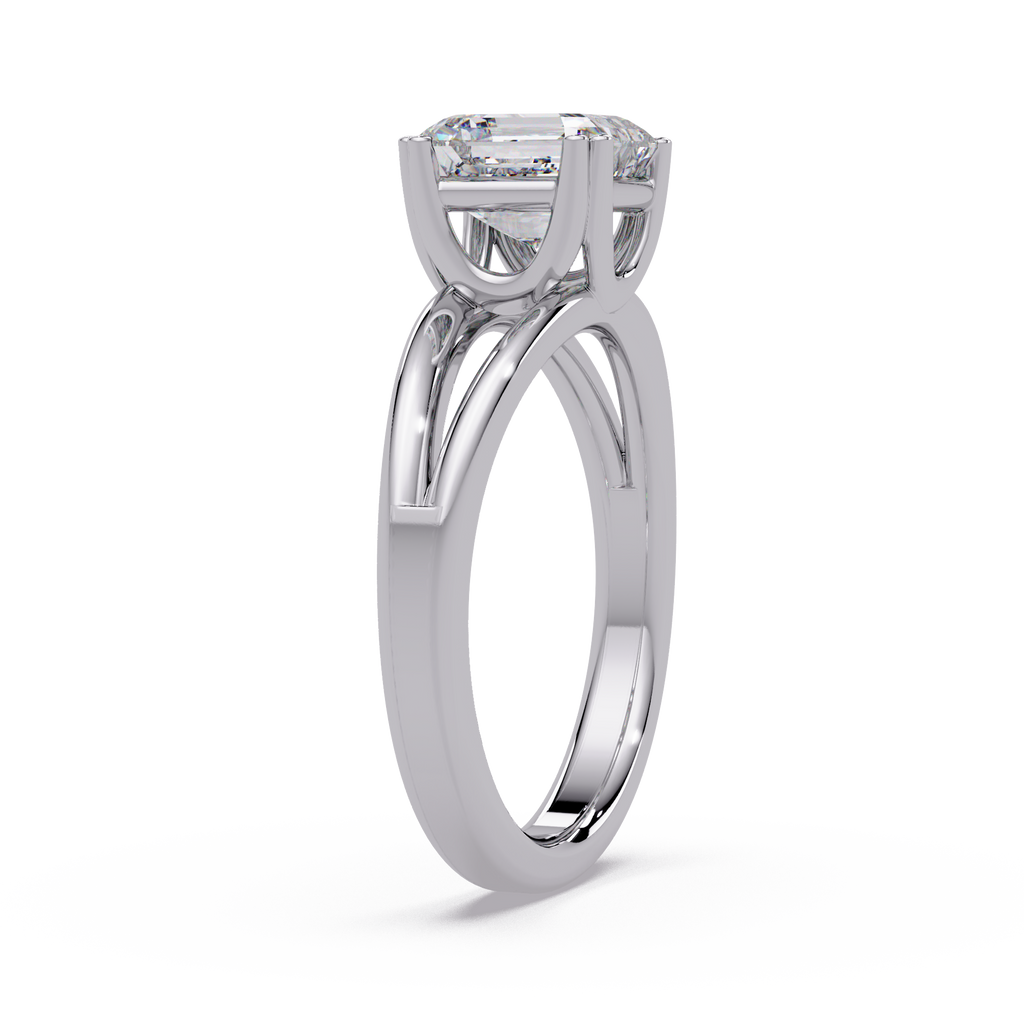 Asscher Cut Diamond Split Shank Solitaire Engagement Ring