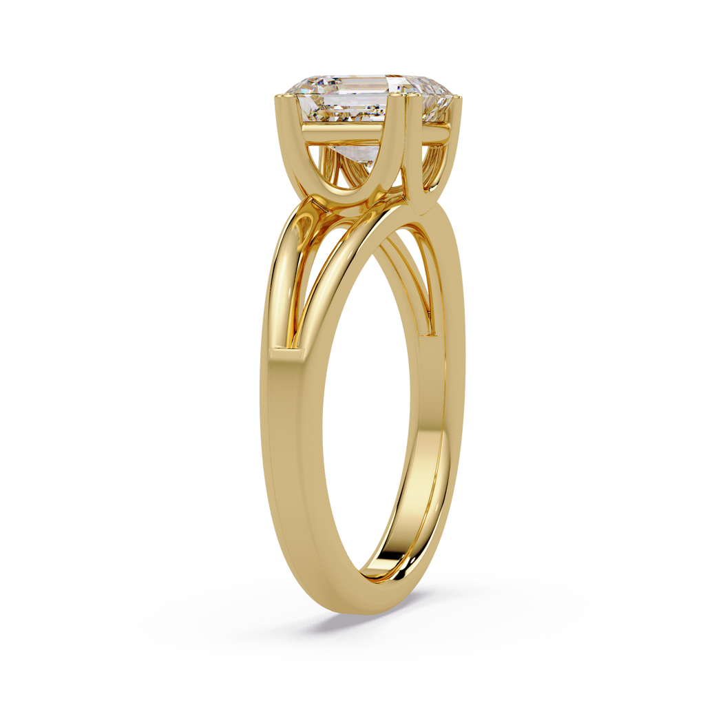 Asscher Cut Diamond Split Shank Solitaire Engagement Ring
