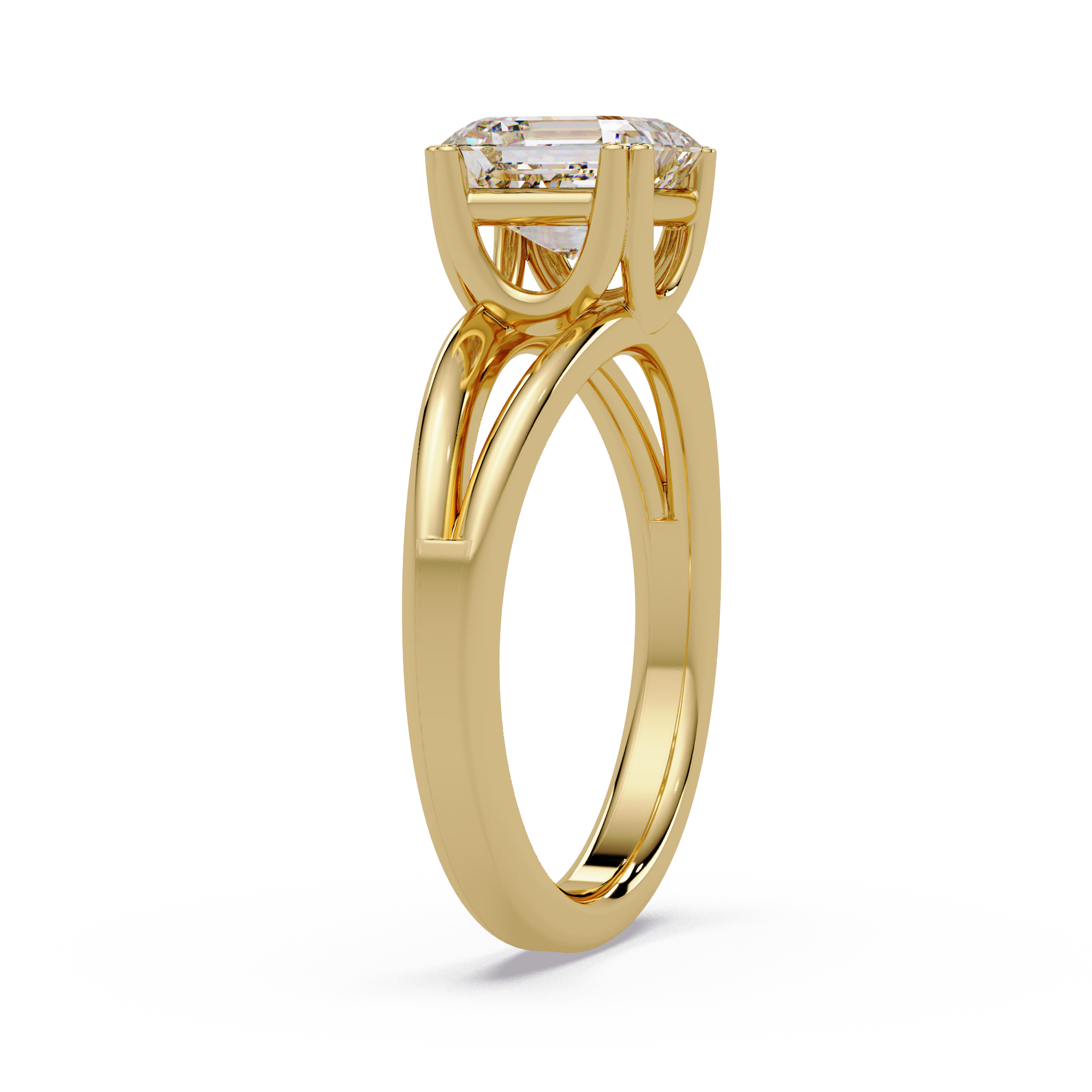 Asscher Cut Diamond Split Shank Solitaire Engagement Ring