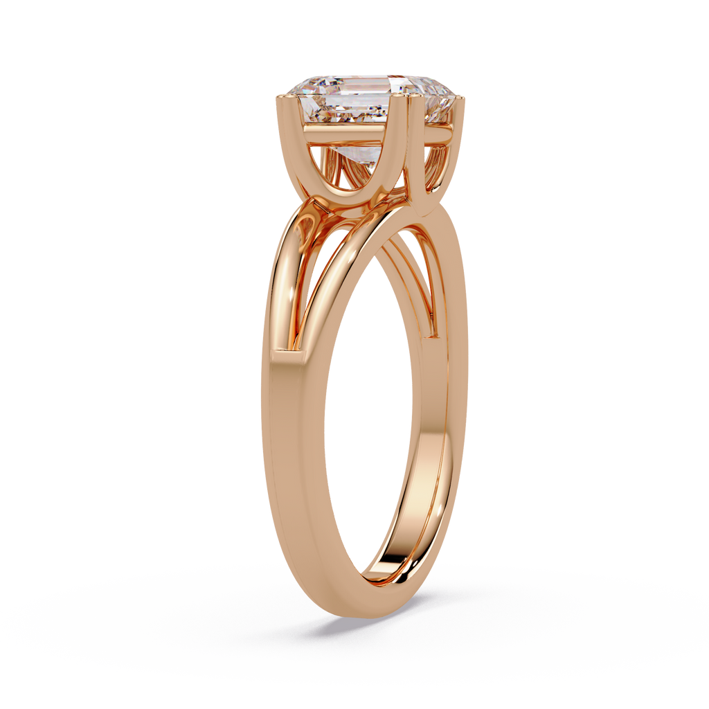 Asscher Cut Diamond Split Shank Solitaire Engagement Ring