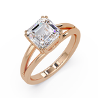 Asscher Cut Diamond Split Shank Solitaire Engagement Ring