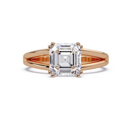 Asscher Cut Diamond Split Shank Solitaire Engagement Ring