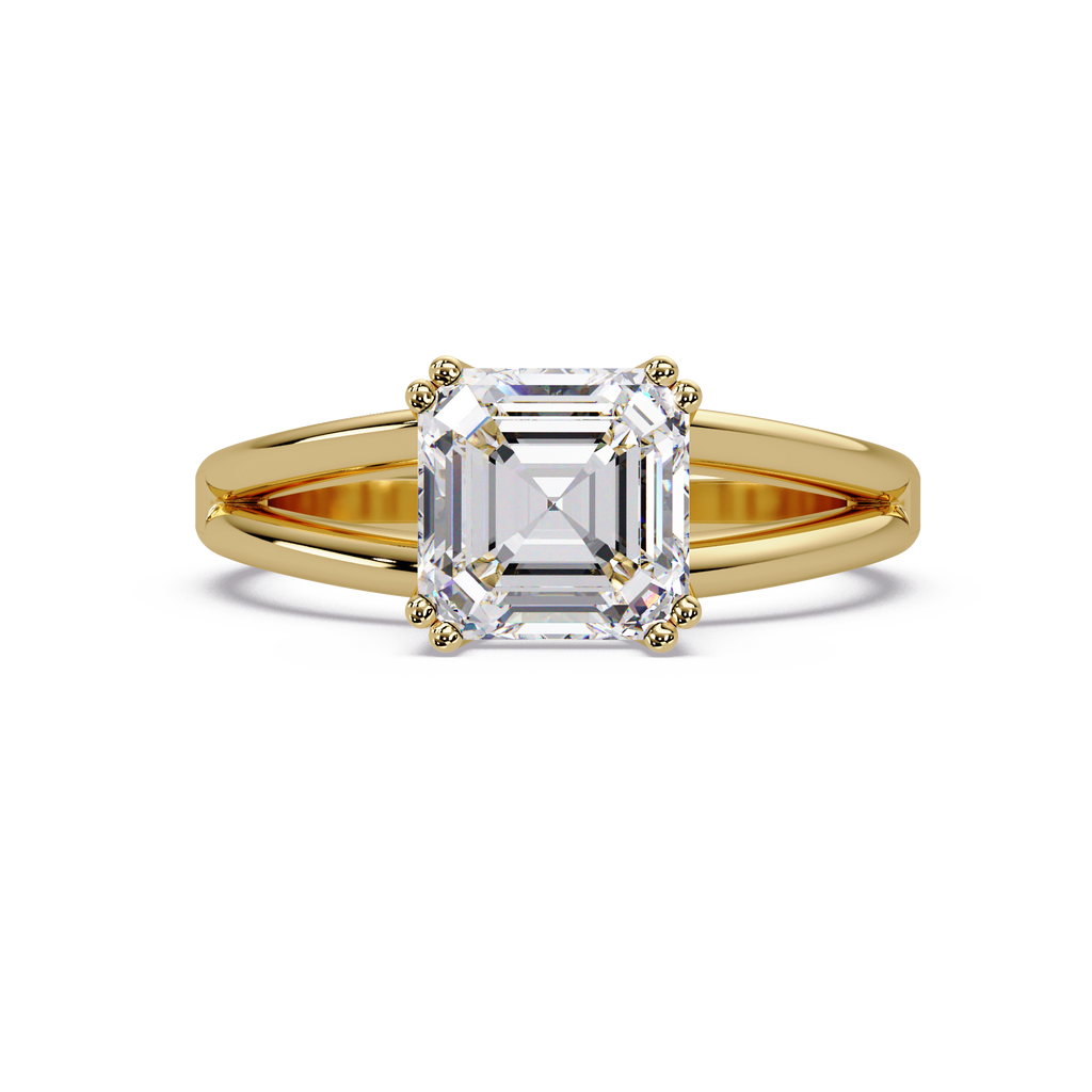 Asscher Cut Diamond Split Shank Solitaire Engagement Ring