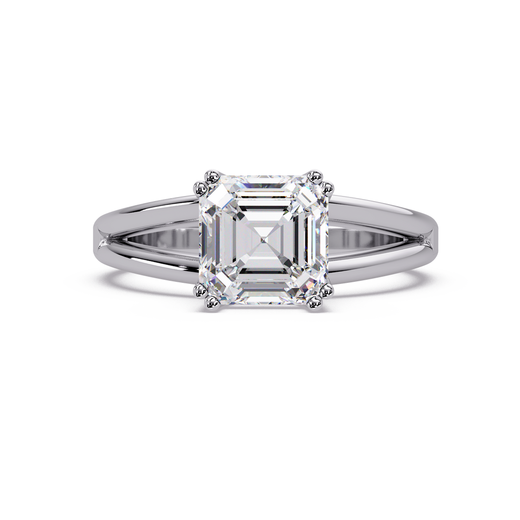 Asscher Cut Diamond Split Shank Solitaire Engagement Ring