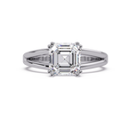 Asscher Cut Diamond Split Shank Solitaire Engagement Ring