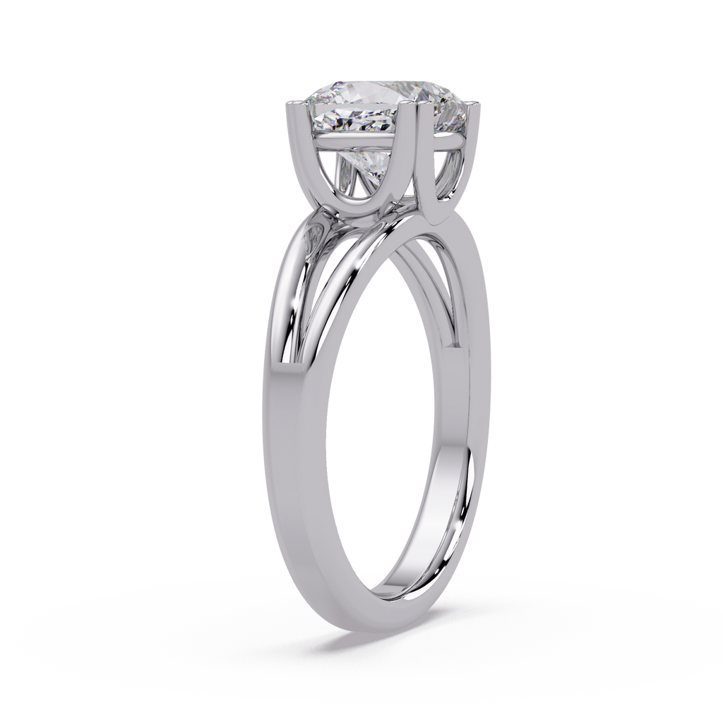 Cushion Cut Diamond Split Shank Solitaire Engagement Ring