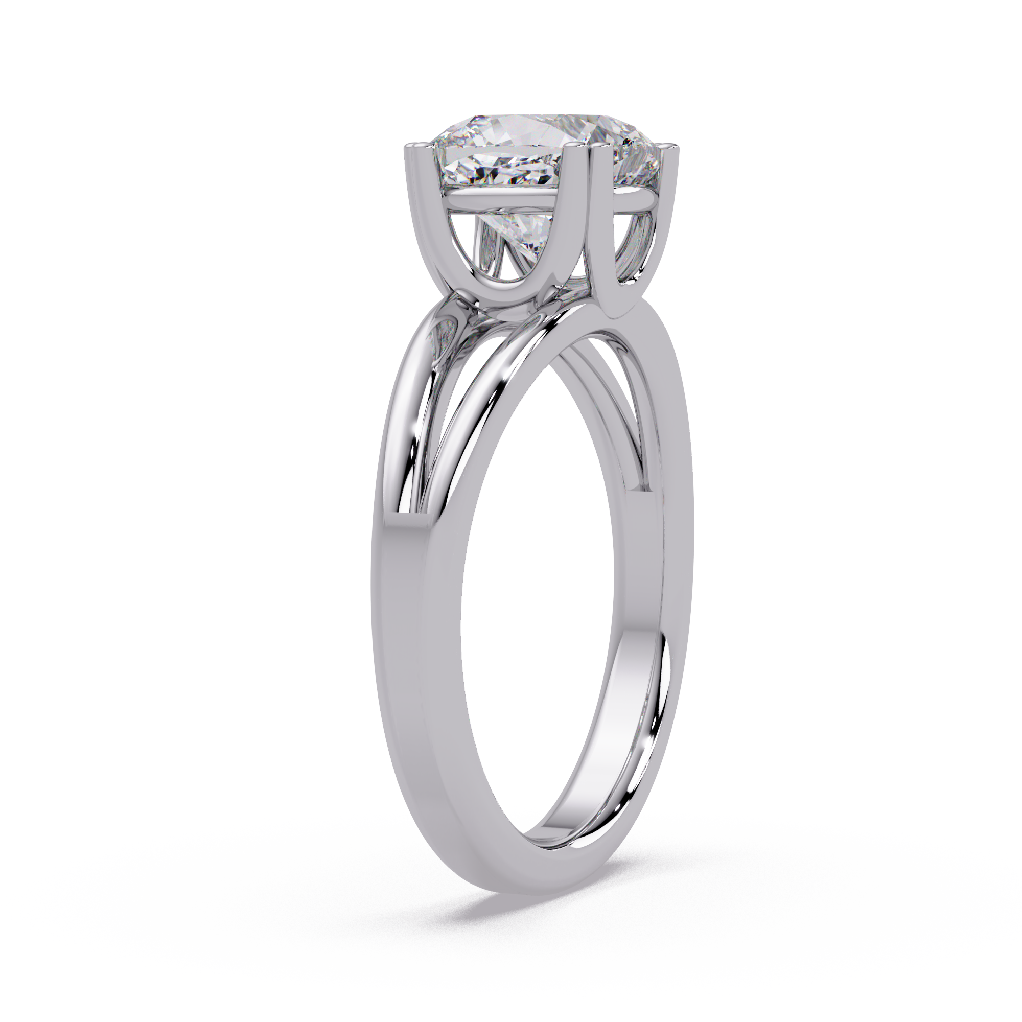 Cushion Cut Diamond Split Shank Solitaire Engagement Ring
