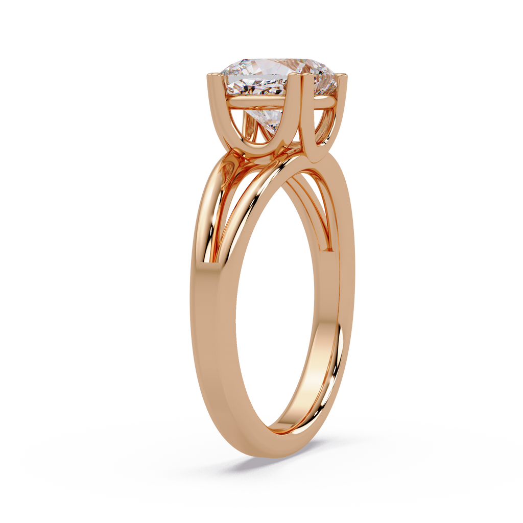 Cushion Cut Diamond Split Shank Solitaire Engagement Ring