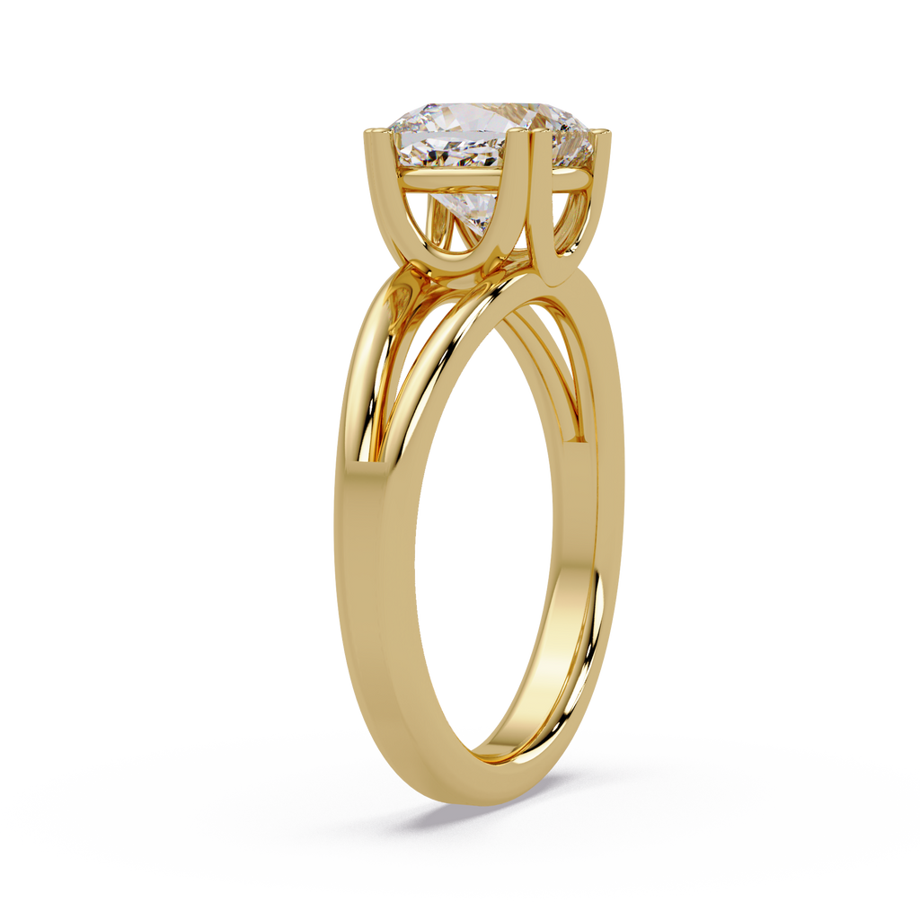 Cushion Cut Diamond Split Shank Solitaire Engagement Ring