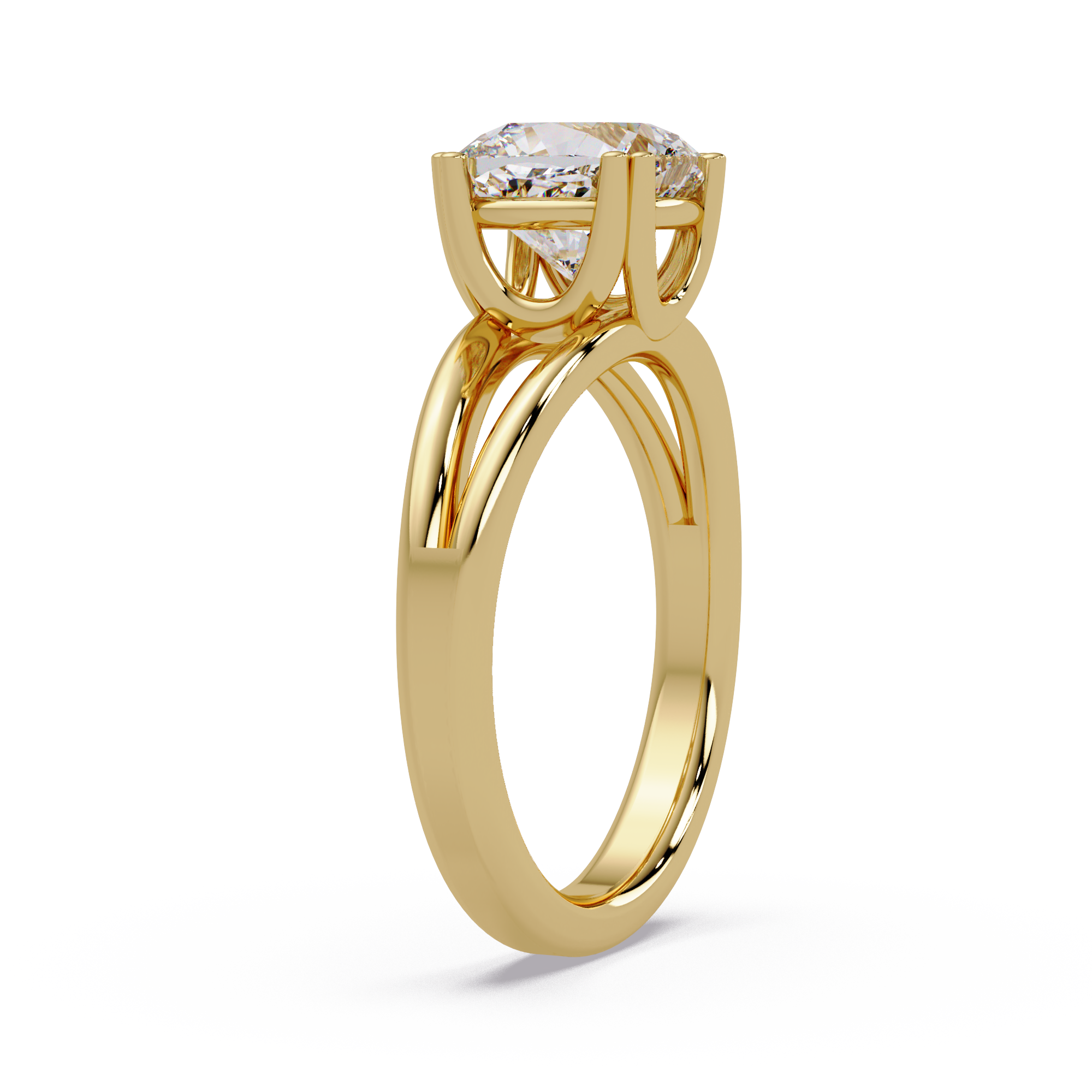 Cushion Cut Diamond Split Shank Solitaire Engagement Ring