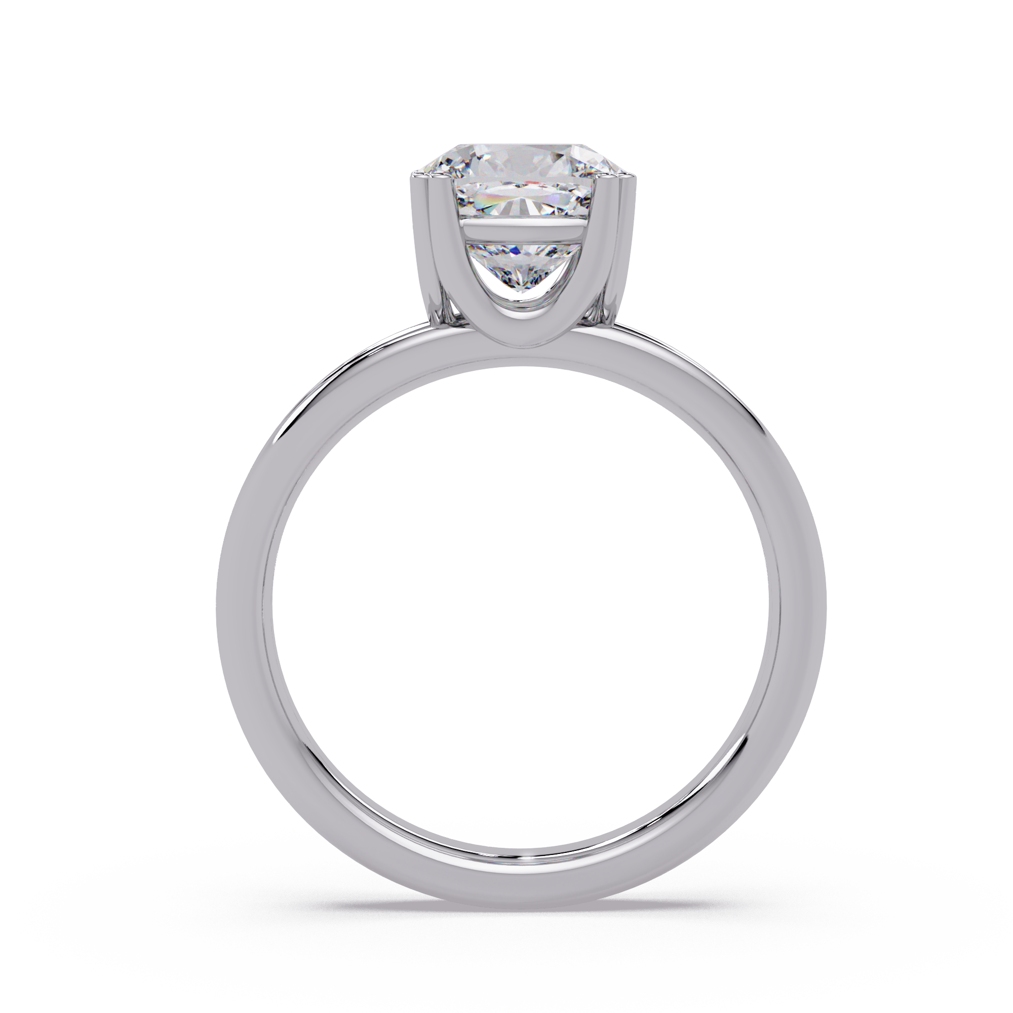 Cushion Cut Diamond Split Shank Solitaire Engagement Ring