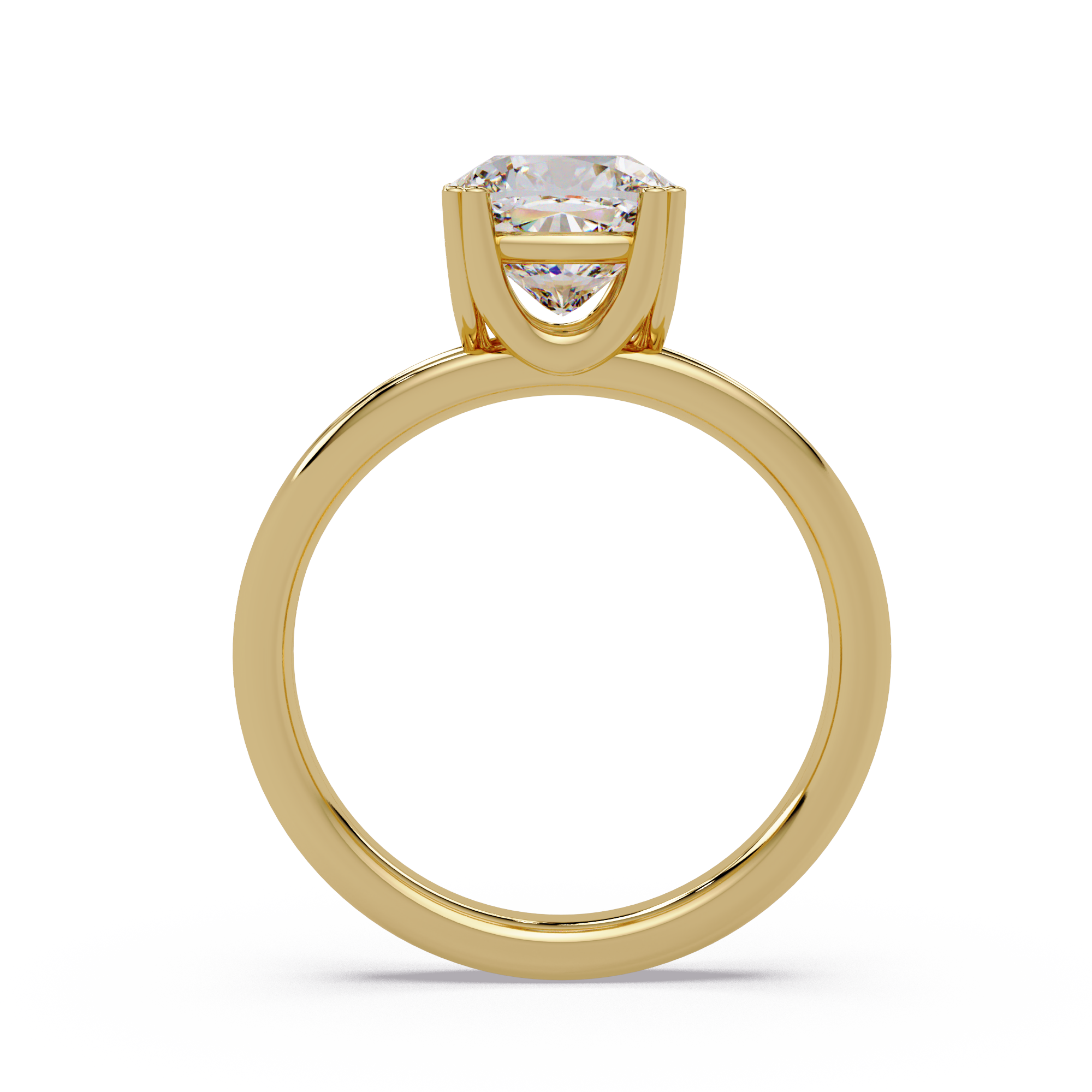 Cushion Cut Diamond Split Shank Solitaire Engagement Ring
