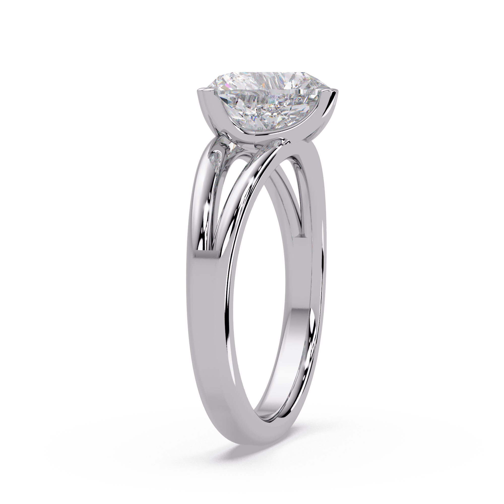 Heart Shape Diamond Split Shank Solitaire Engagement Ring