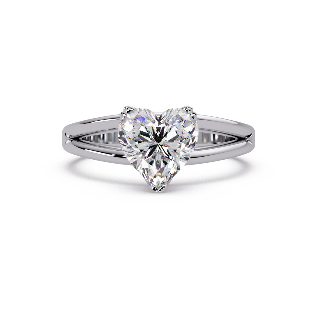 Heart Shape Diamond Split Shank Solitaire Engagement Ring