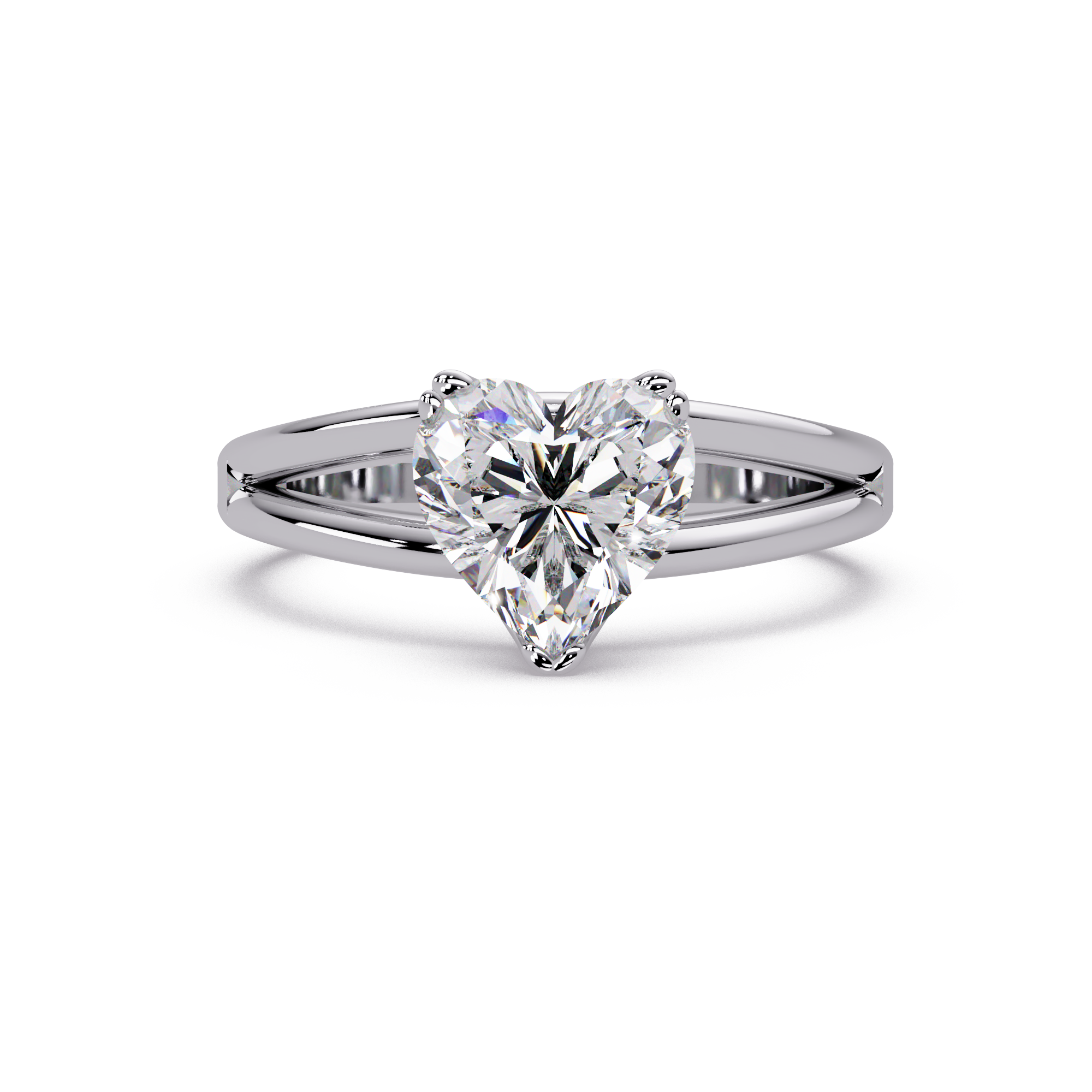 Heart Shape Diamond Split Shank Solitaire Engagement Ring