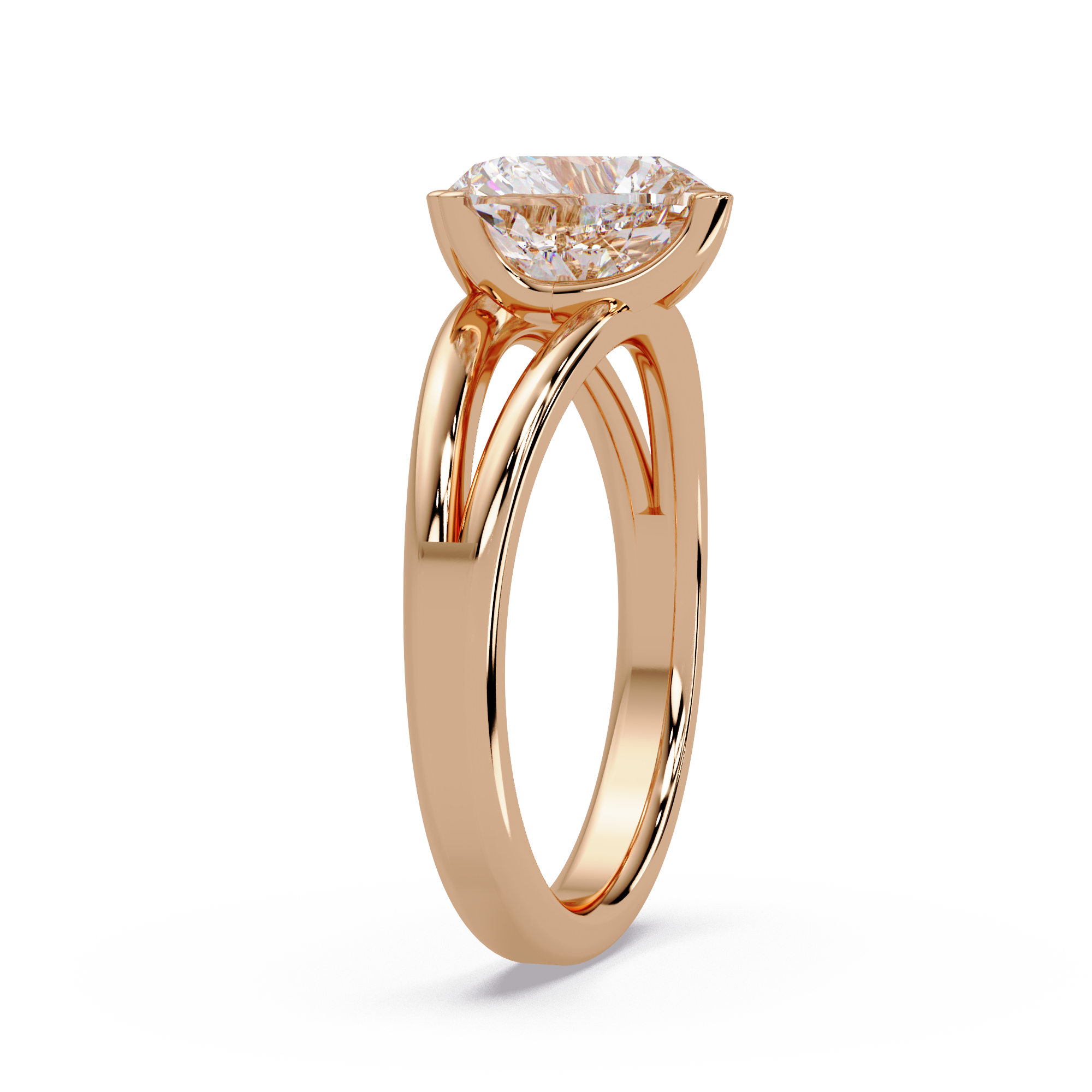 Heart Shape Diamond Split Shank Solitaire Engagement Ring