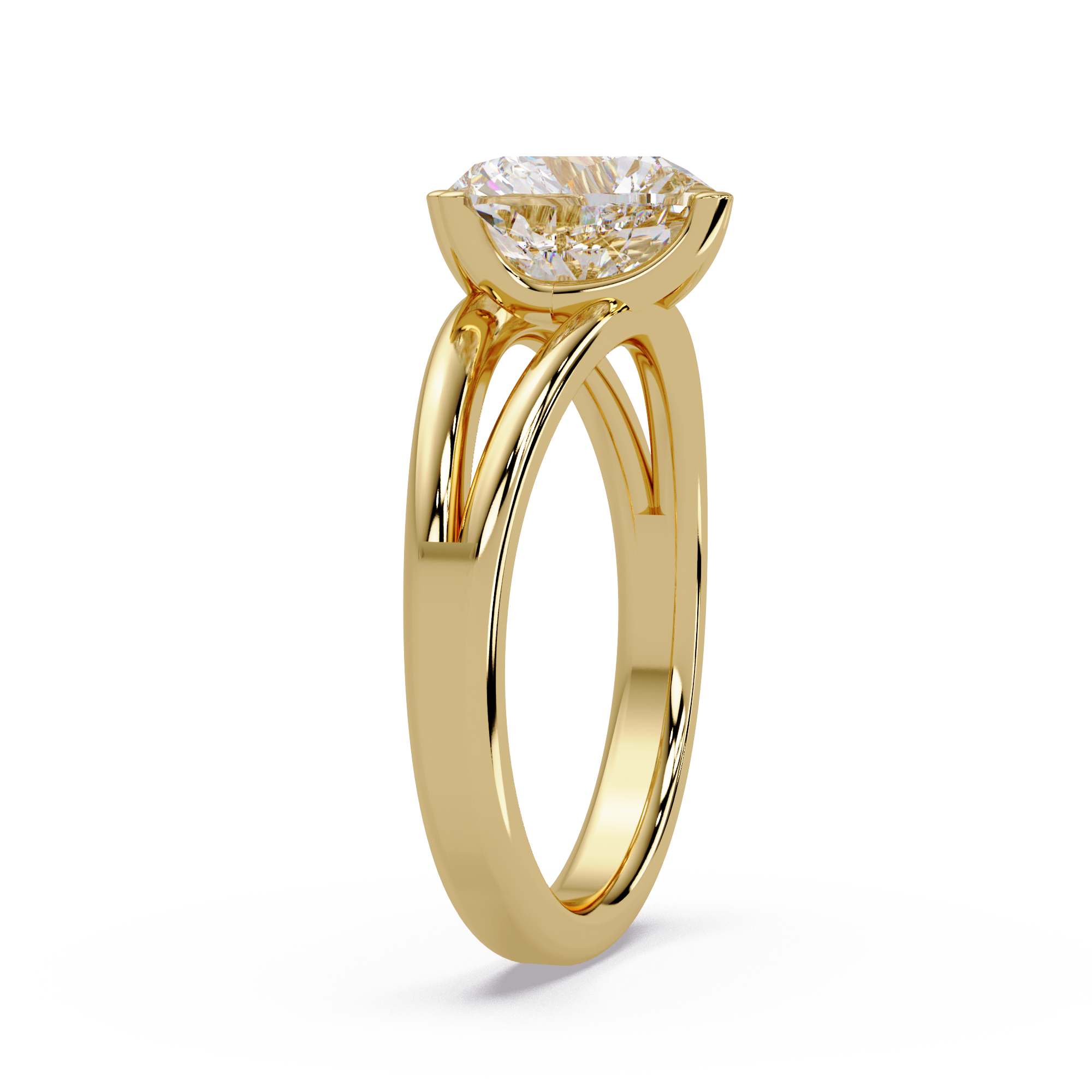 Heart Shape Diamond Split Shank Solitaire Engagement Ring