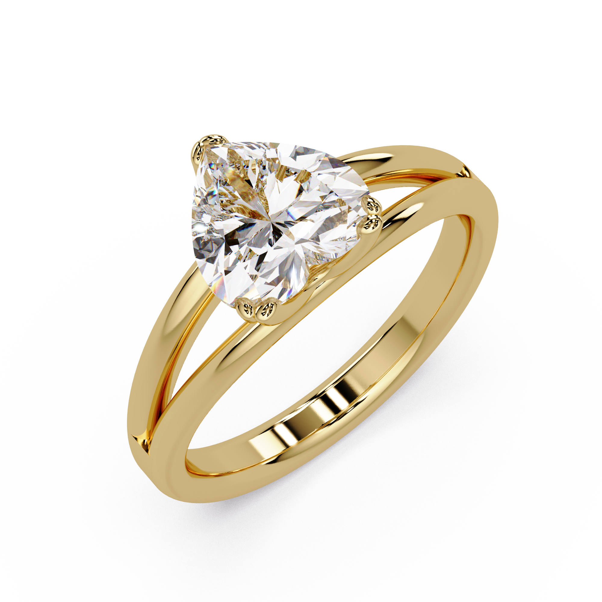 Heart Shape Diamond Split Shank Solitaire Engagement Ring