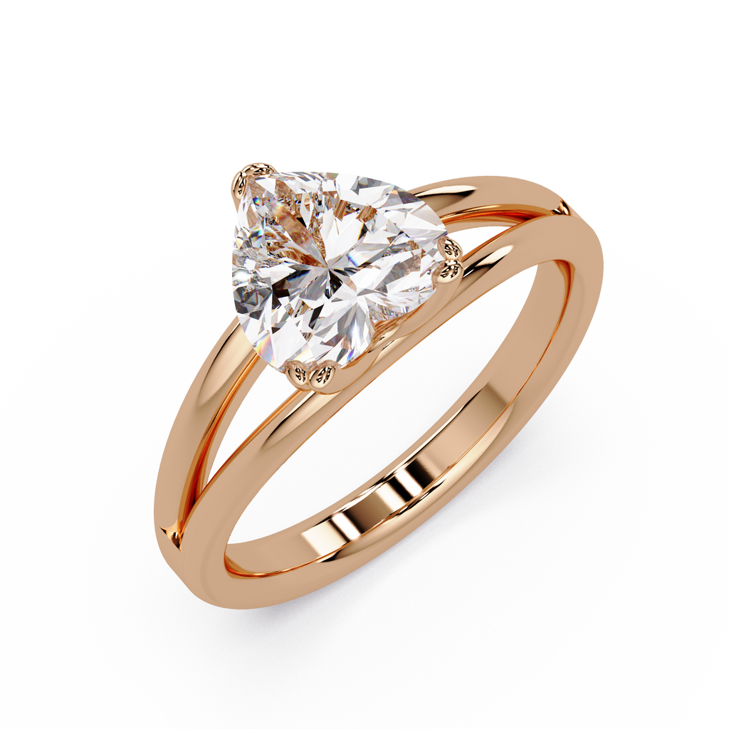Heart Shape Diamond Split Shank Solitaire Engagement Ring