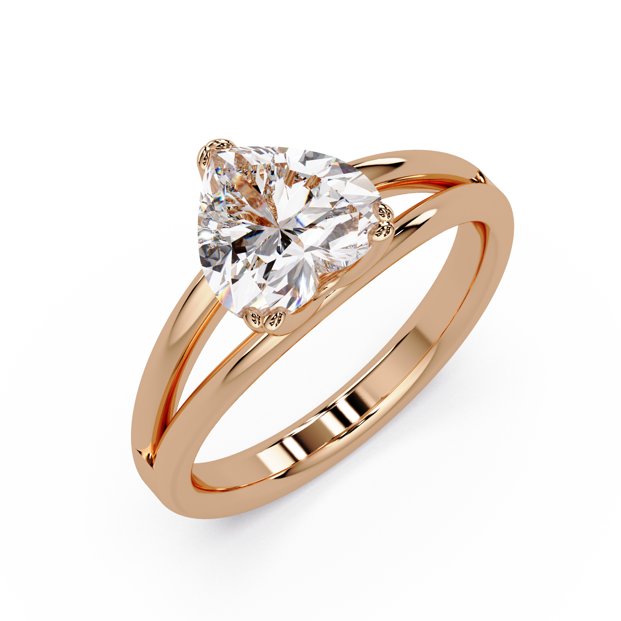 Heart Shape Diamond Split Shank Solitaire Engagement Ring