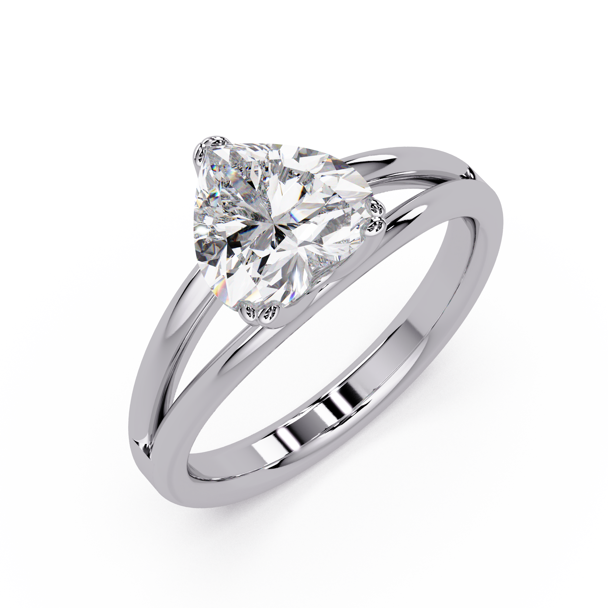 Heart Shape Diamond Split Shank Solitaire Engagement Ring