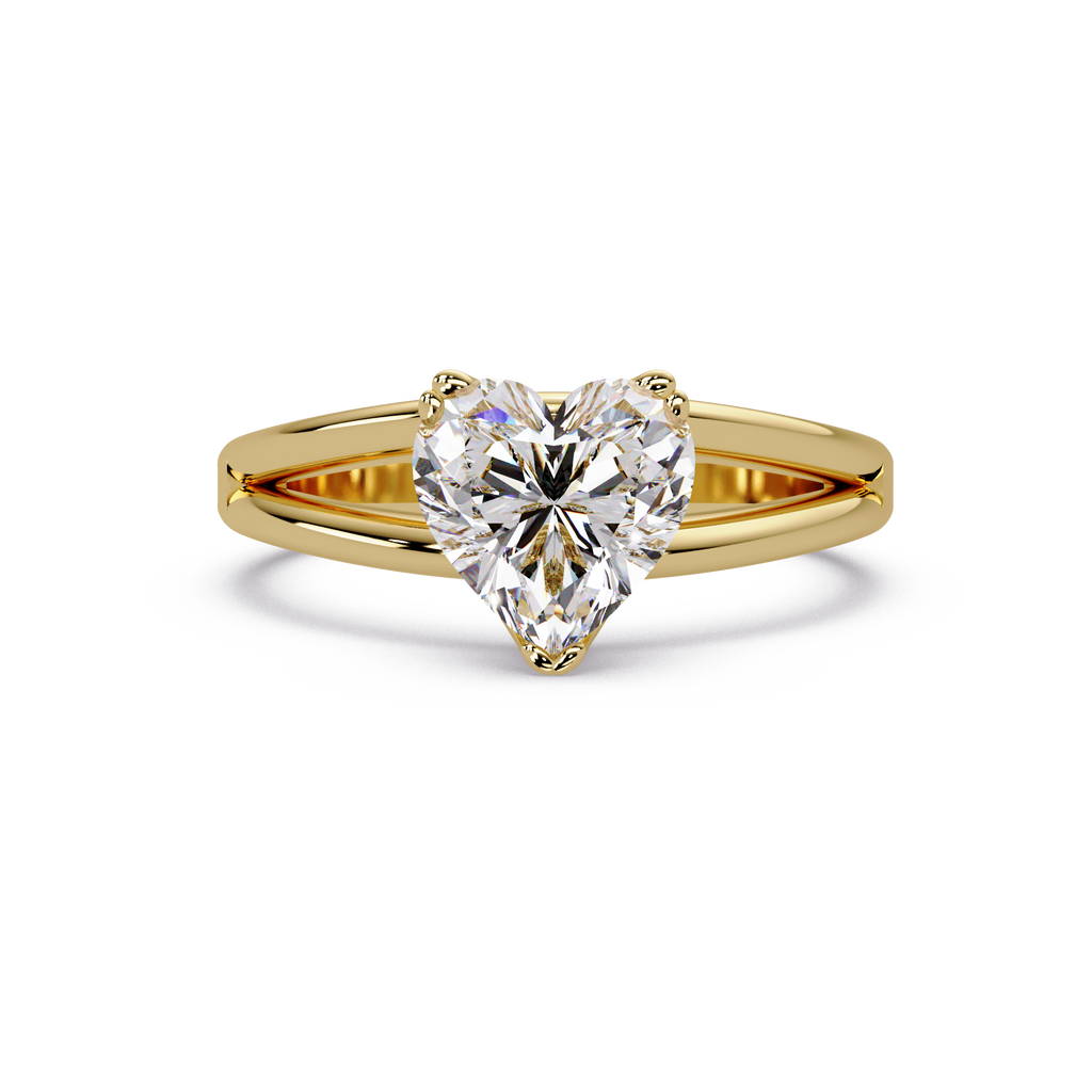 Heart Shape Diamond Split Shank Solitaire Engagement Ring