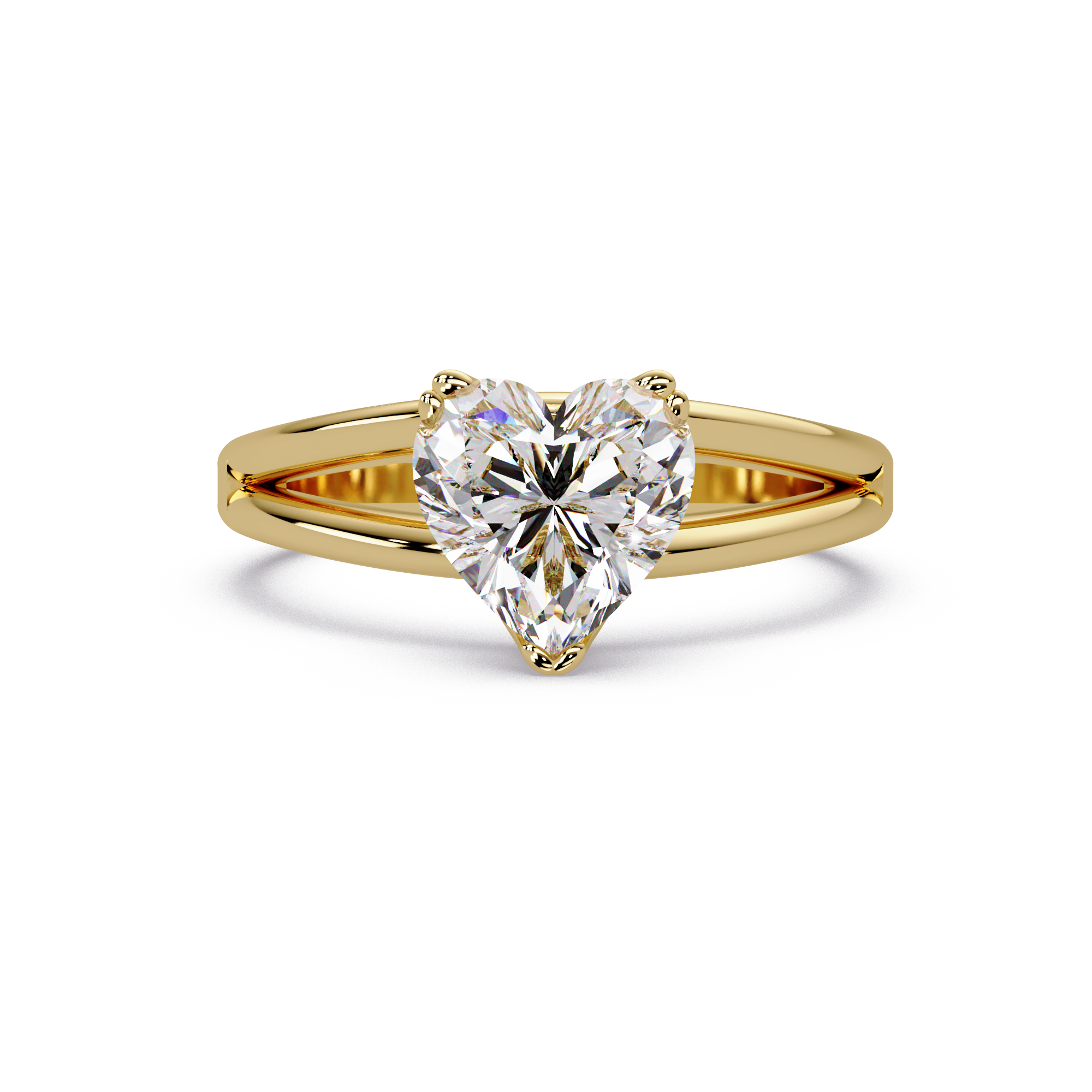 Heart Shape Diamond Split Shank Solitaire Engagement Ring