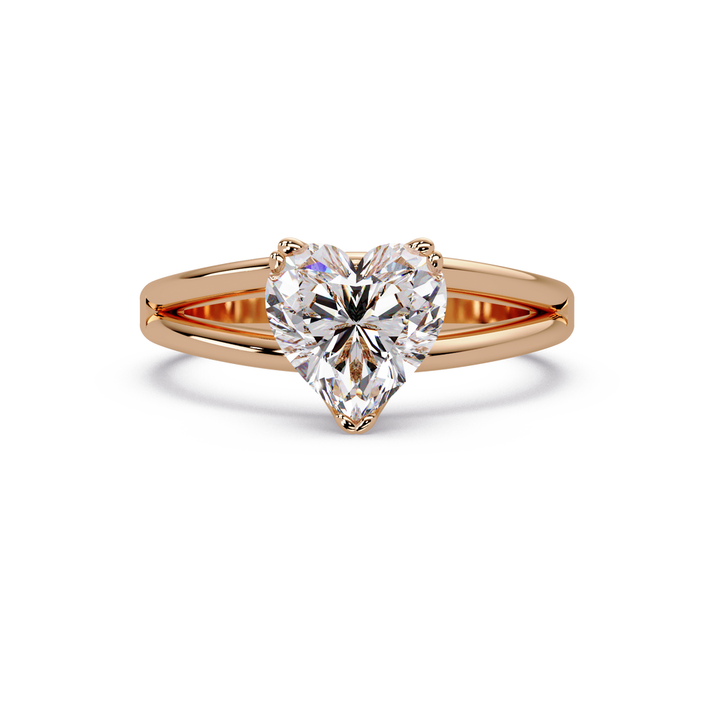 Heart Shape Diamond Split Shank Solitaire Engagement Ring
