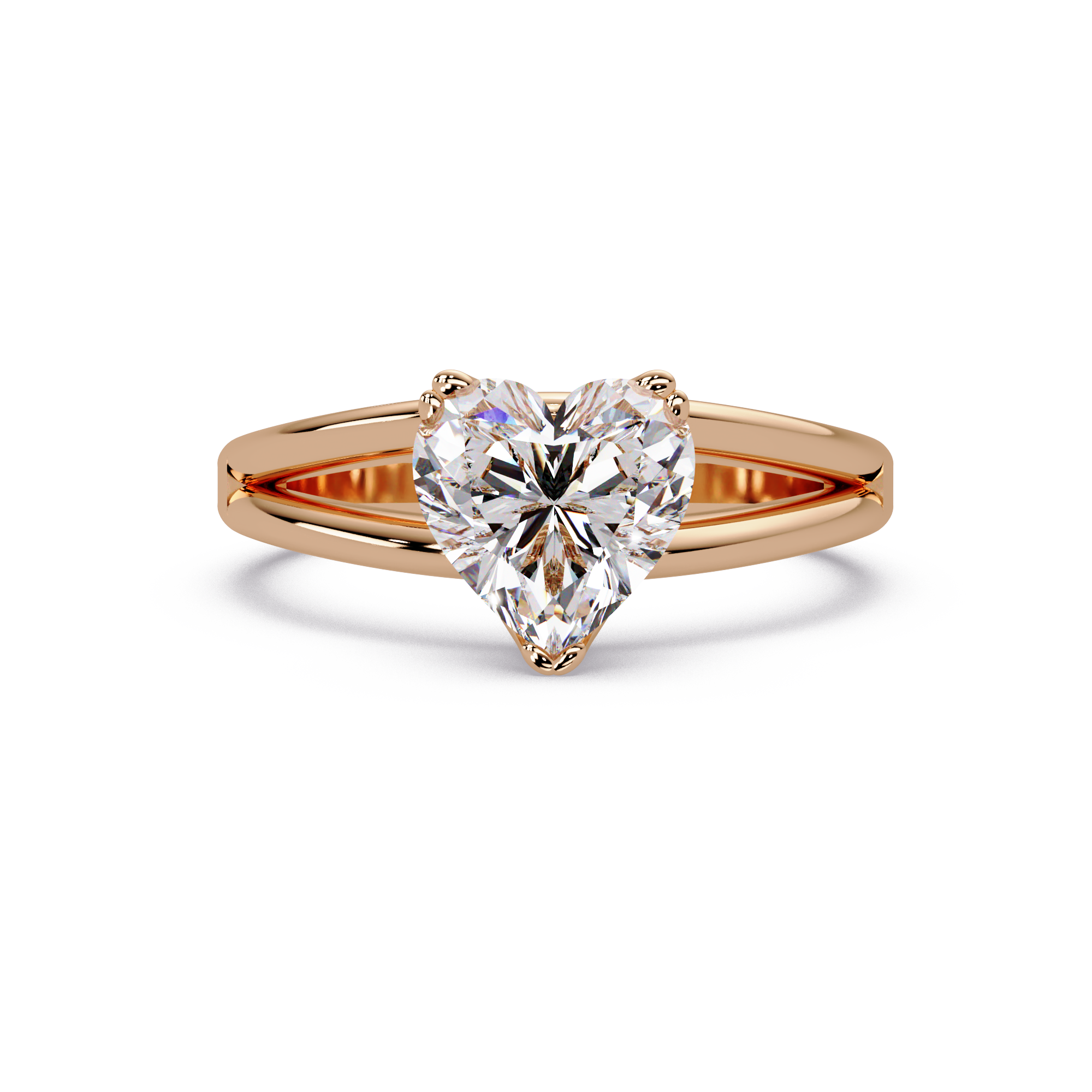 Heart Shape Diamond Split Shank Solitaire Engagement Ring