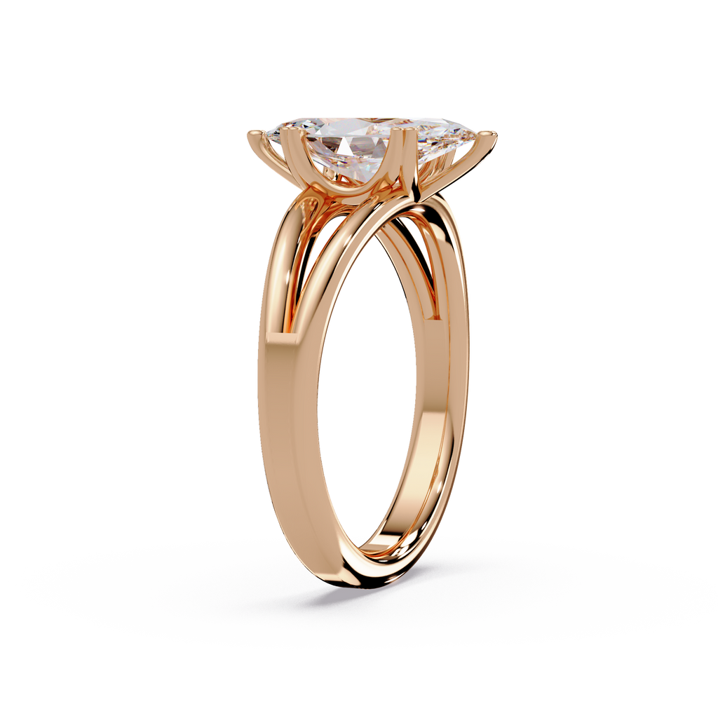 Marquise Cut Diamond Split Shank Solitaire Engagement Ring