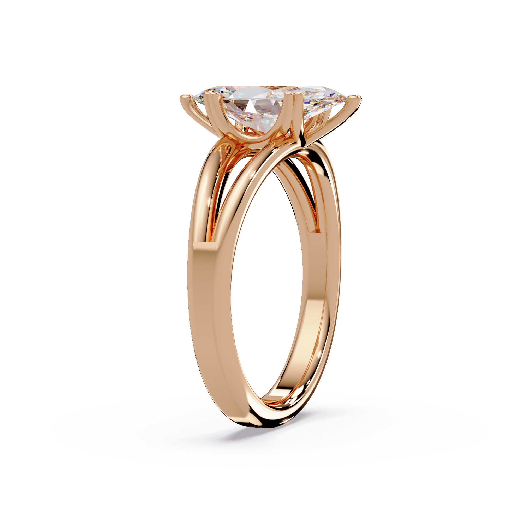 Marquise Cut Diamond Split Shank Solitaire Engagement Ring