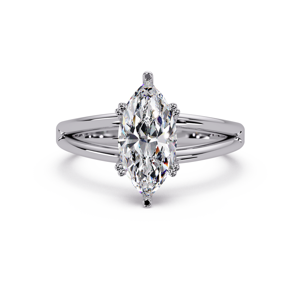 Marquise Cut Diamond Split Shank Solitaire Engagement Ring