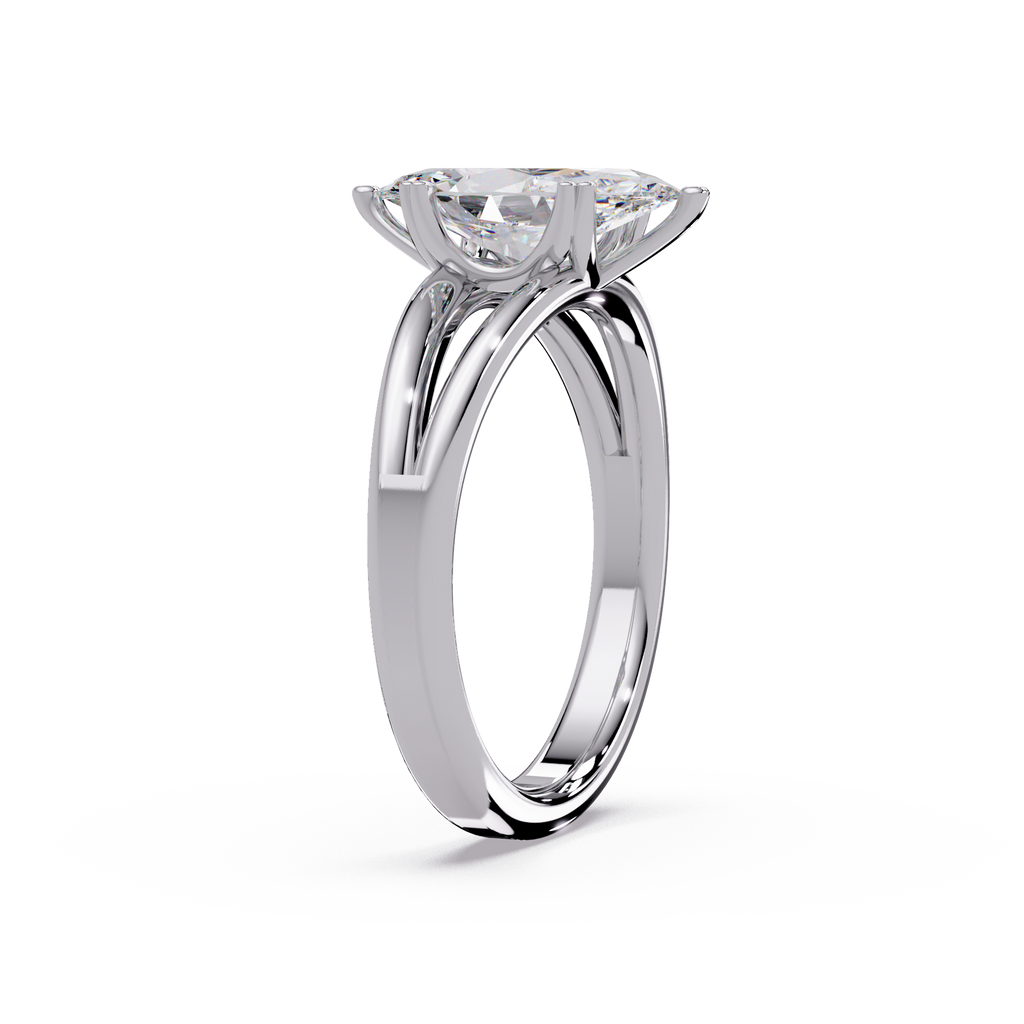 Marquise Cut Diamond Split Shank Solitaire Engagement Ring
