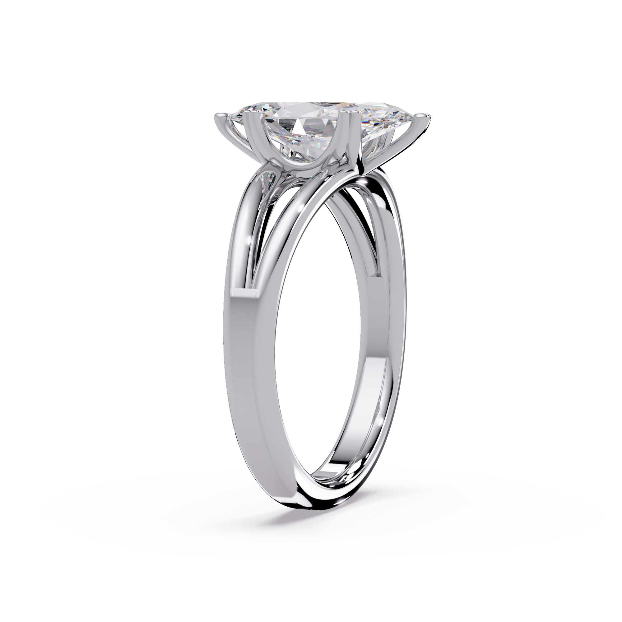 Marquise Cut Diamond Split Shank Solitaire Engagement Ring