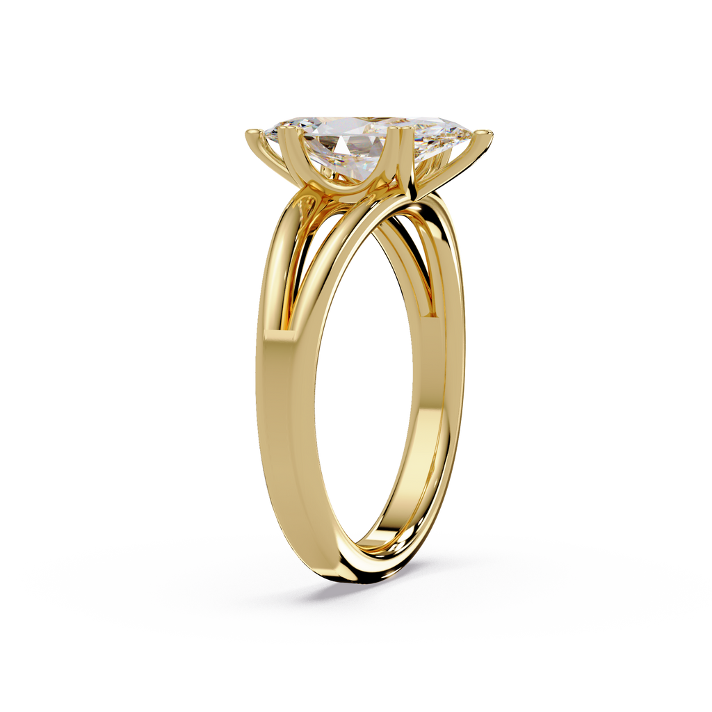 Marquise Cut Diamond Split Shank Solitaire Engagement Ring