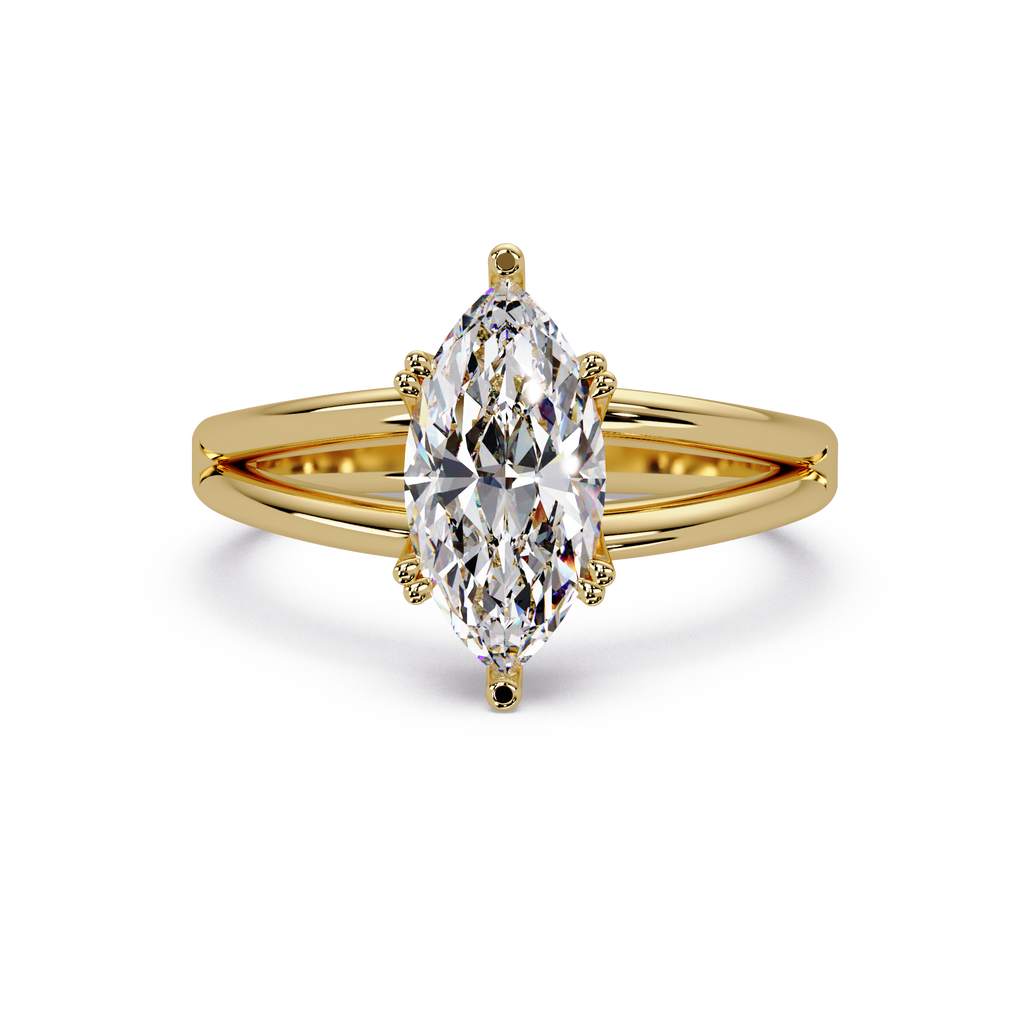 Marquise Cut Diamond Split Shank Solitaire Engagement Ring