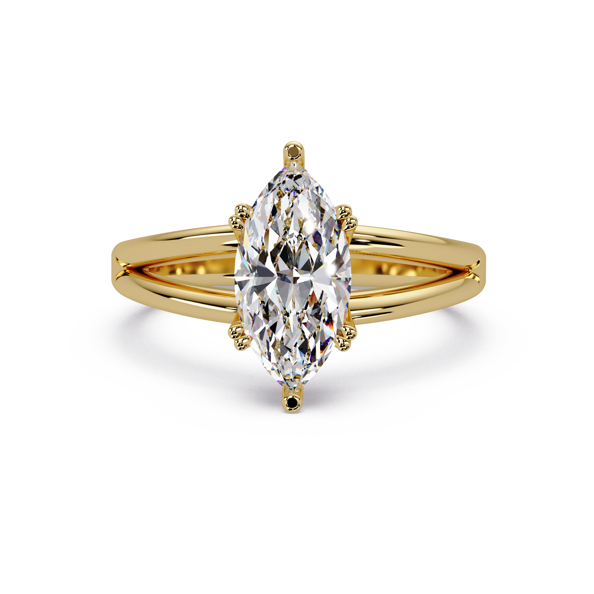 Marquise Cut Diamond Split Shank Solitaire Engagement Ring