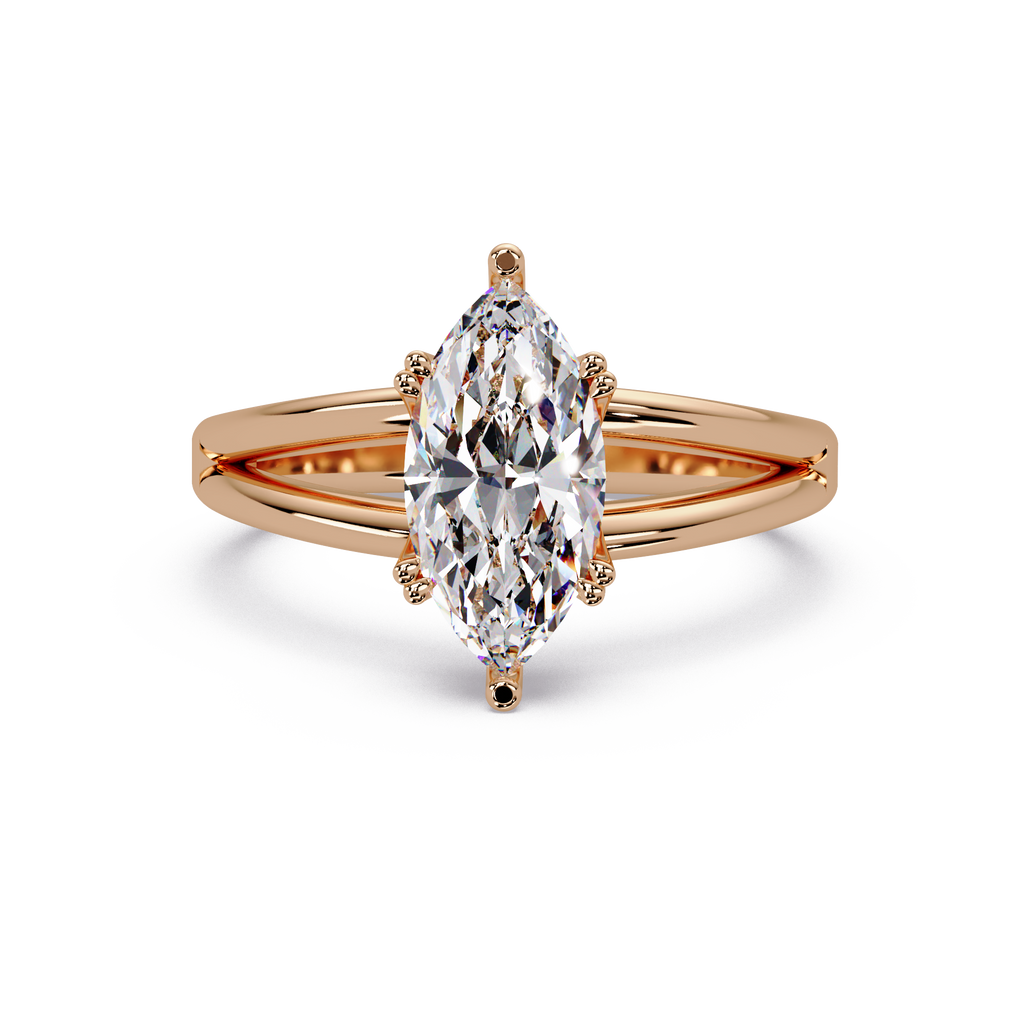 Marquise Cut Diamond Split Shank Solitaire Engagement Ring