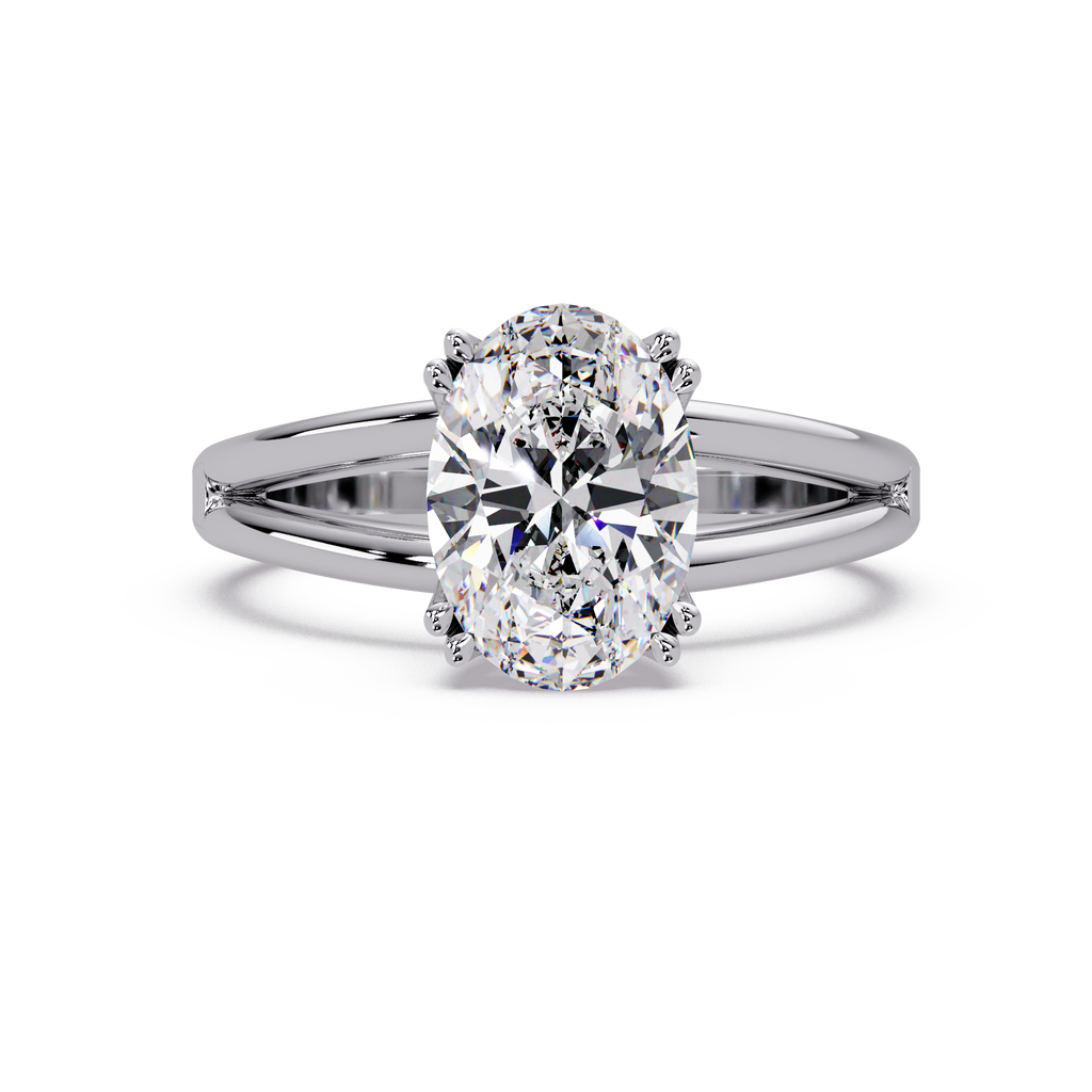 Oval Cut Diamond Split Shank Solitaire Engagement Ring