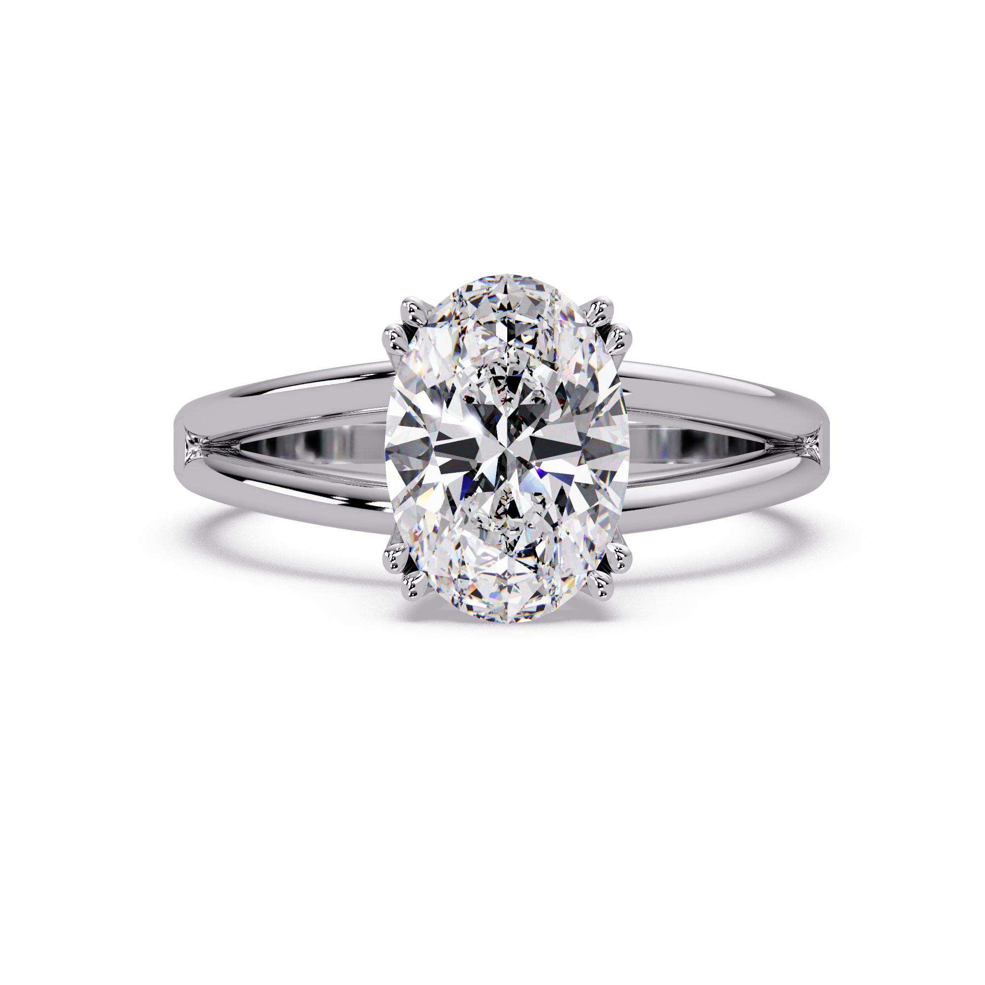 Oval Cut Diamond Split Shank Solitaire Engagement Ring