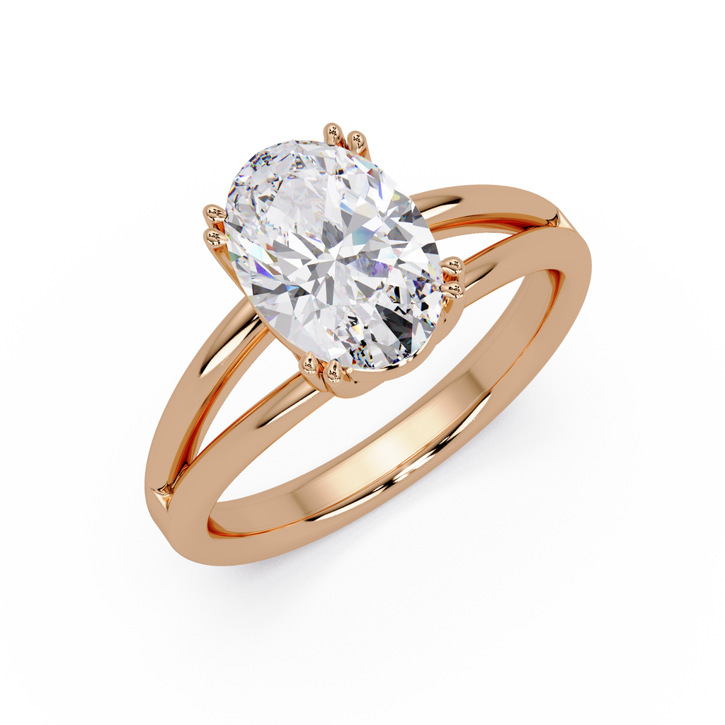 Oval Cut Diamond Split Shank Solitaire Engagement Ring