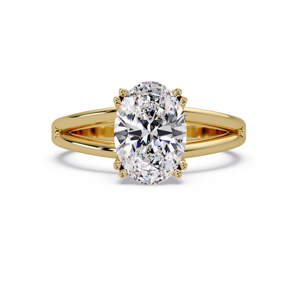 Oval Cut Diamond Split Shank Solitaire Engagement Ring