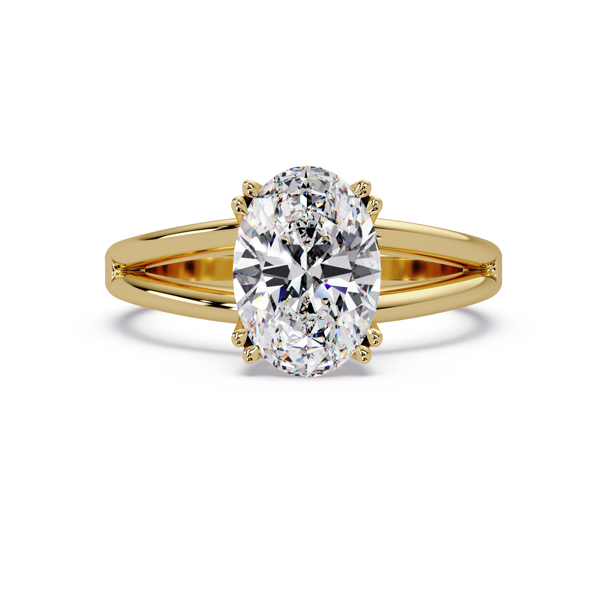 Oval Cut Diamond Split Shank Solitaire Engagement Ring