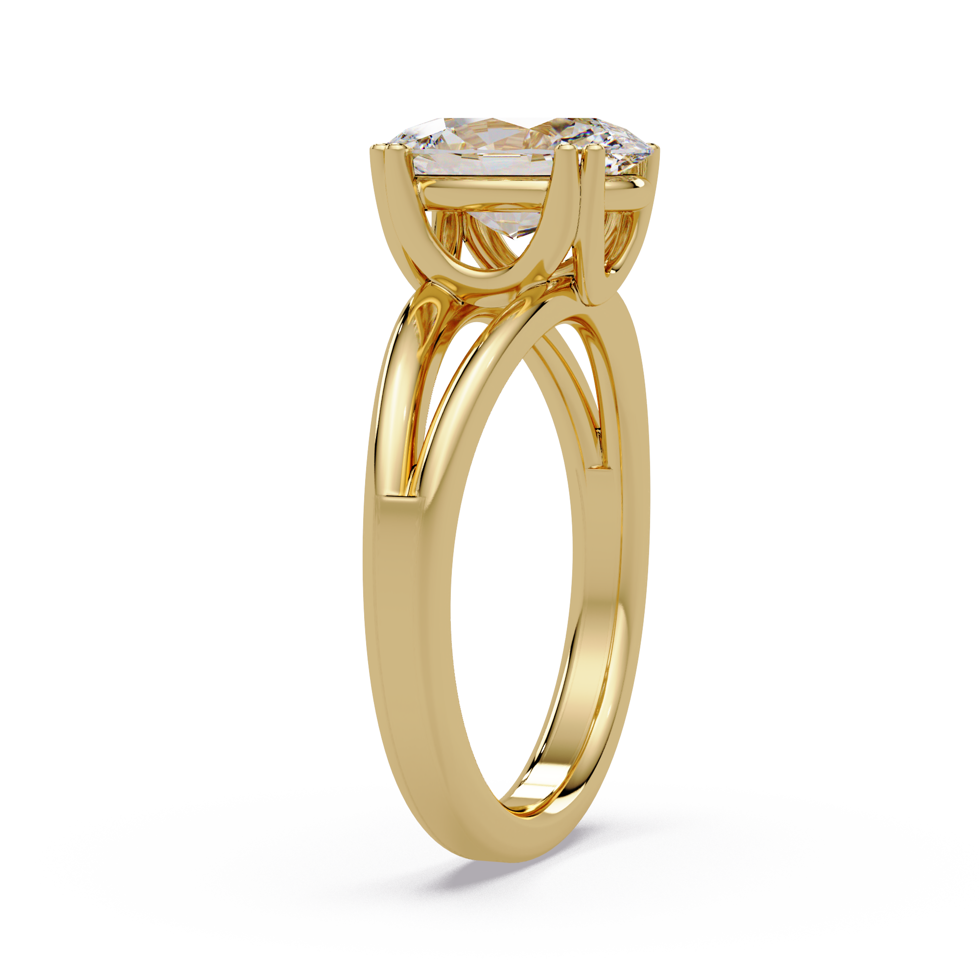 Oval Cut Diamond Split Shank Solitaire Engagement Ring